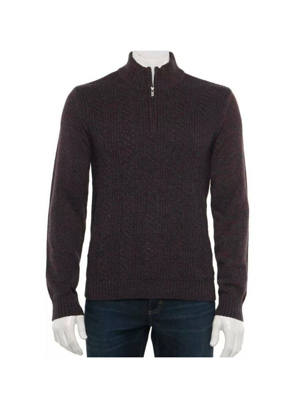 Mens 1/4 Zip Neck Sweater X-Large Marc Anthony Red Burgundy Long Sleeve